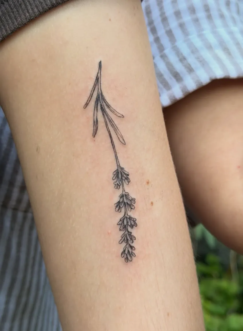 Lavender sprig on arm